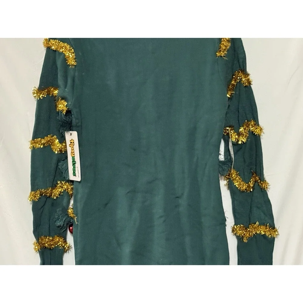 Tipsy Elves Christmas Sweater Dress XS Tinsel Tree Ugly‎ Holiday Dress